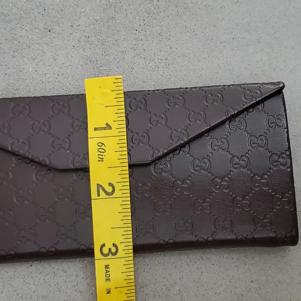 Gucci Dark Brown Embossed Leather Sunglasses Case